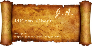 Józan Albert névjegykártya